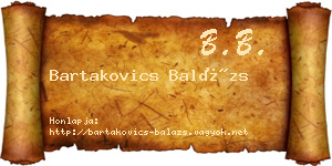 Bartakovics Balázs névjegykártya