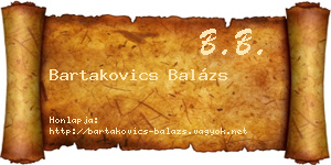 Bartakovics Balázs névjegykártya
